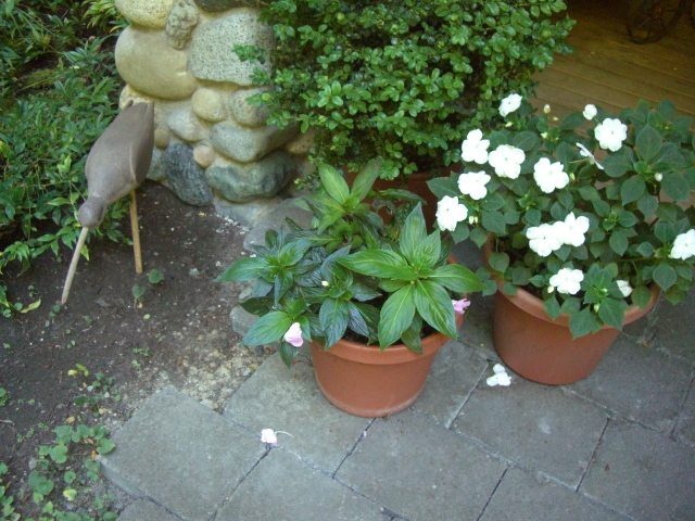 Entry pots, handcarved bird